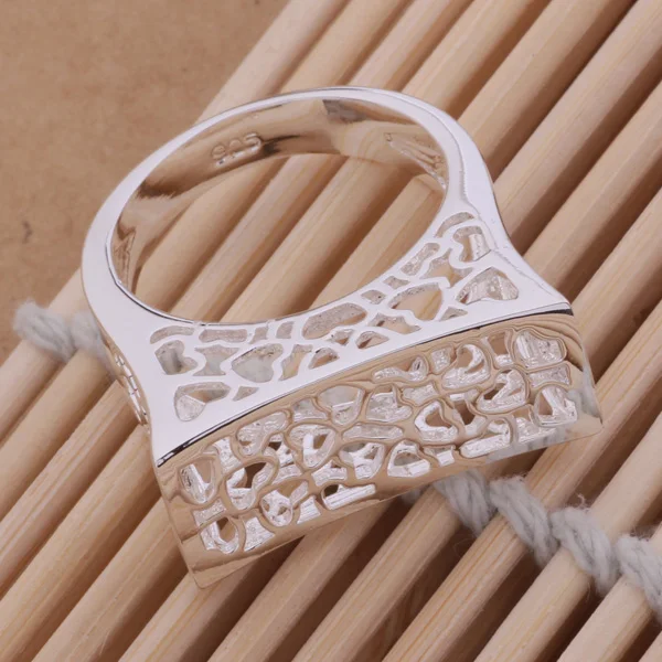 Посеребренное кольцо полый большой ретро модный стиль высшее качество классная