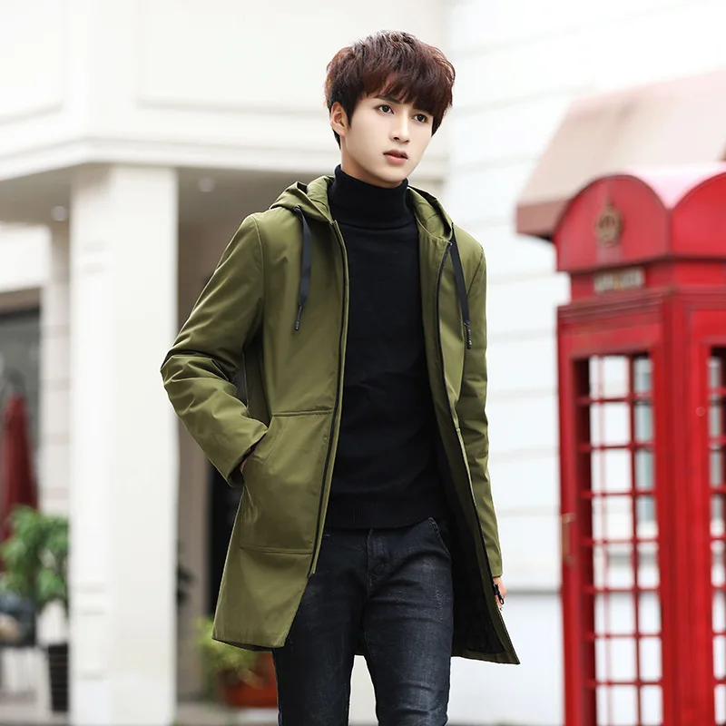 2018 winter new men's long hooded youth casual large size cotton coat men's cotton padded clothes coat
