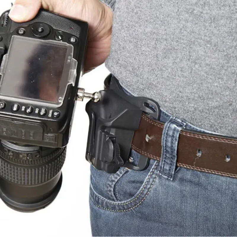 1Pc Camera Waist Belt Buckle Camera Quick Belt Buckle Holster Waist Mount Hanger Clip for Canon for Nikon for Sony Black