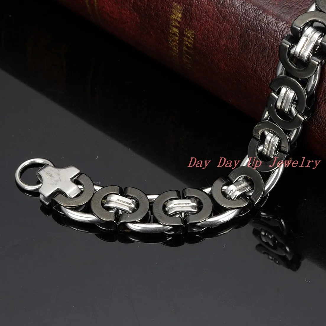 6/8/11 мм новая Серебристая черная плоская Византийская цепь мужской браслет 316L