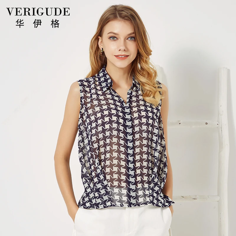 Veri Gude 2017 Женские Летние Стиль Шифон Блузка Женщины Plaid Блузки Свободные Топы