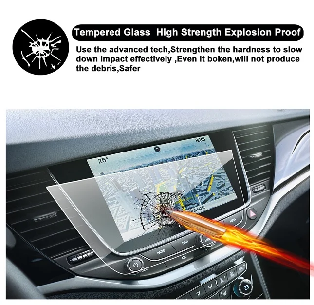 8inch RUIYA экран протектор для Opel Crossland X/Vauxhall Crossland X автомобильный навигационный экран, 9H закаленное стекло экрана Защитная пленка - Цвет: 8inch