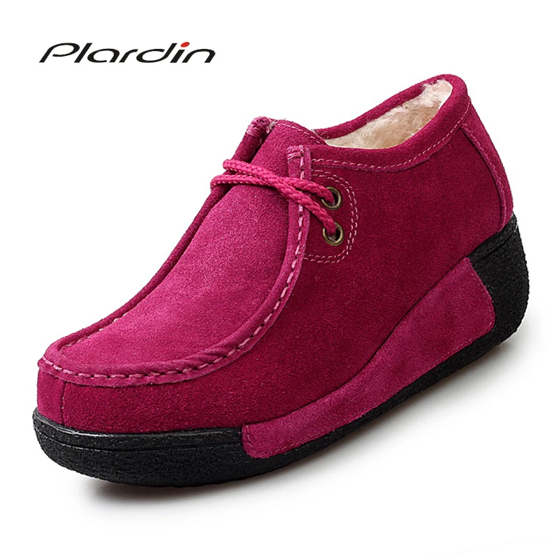 Plardin/2019 г. женская обувь на плоской платформе Замшевые женские туфли шнуровке