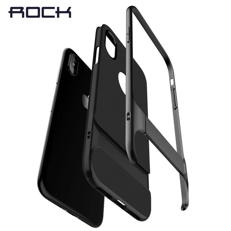 TPU+ PC для IPhone X чехол ROCK Royce держатель серии Подставки антидетонационных защитный чехол для Iphone X 10 Телефон задняя крышка