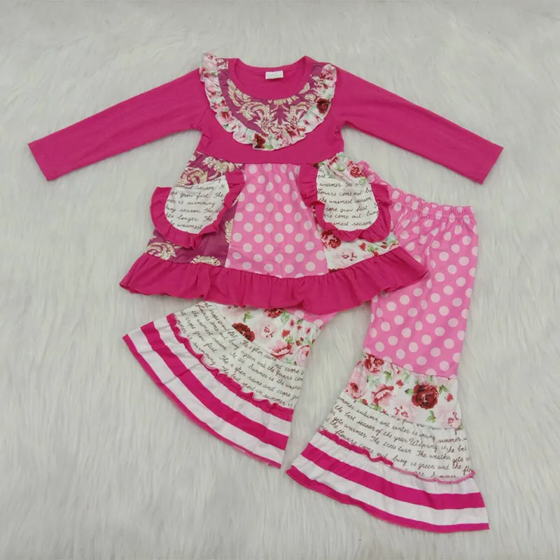

Yawoo Popular Baby Girl Clothes Dress Girl Outfits Top With Pocket +Pants Boutique Kids Clothing Sets Suit