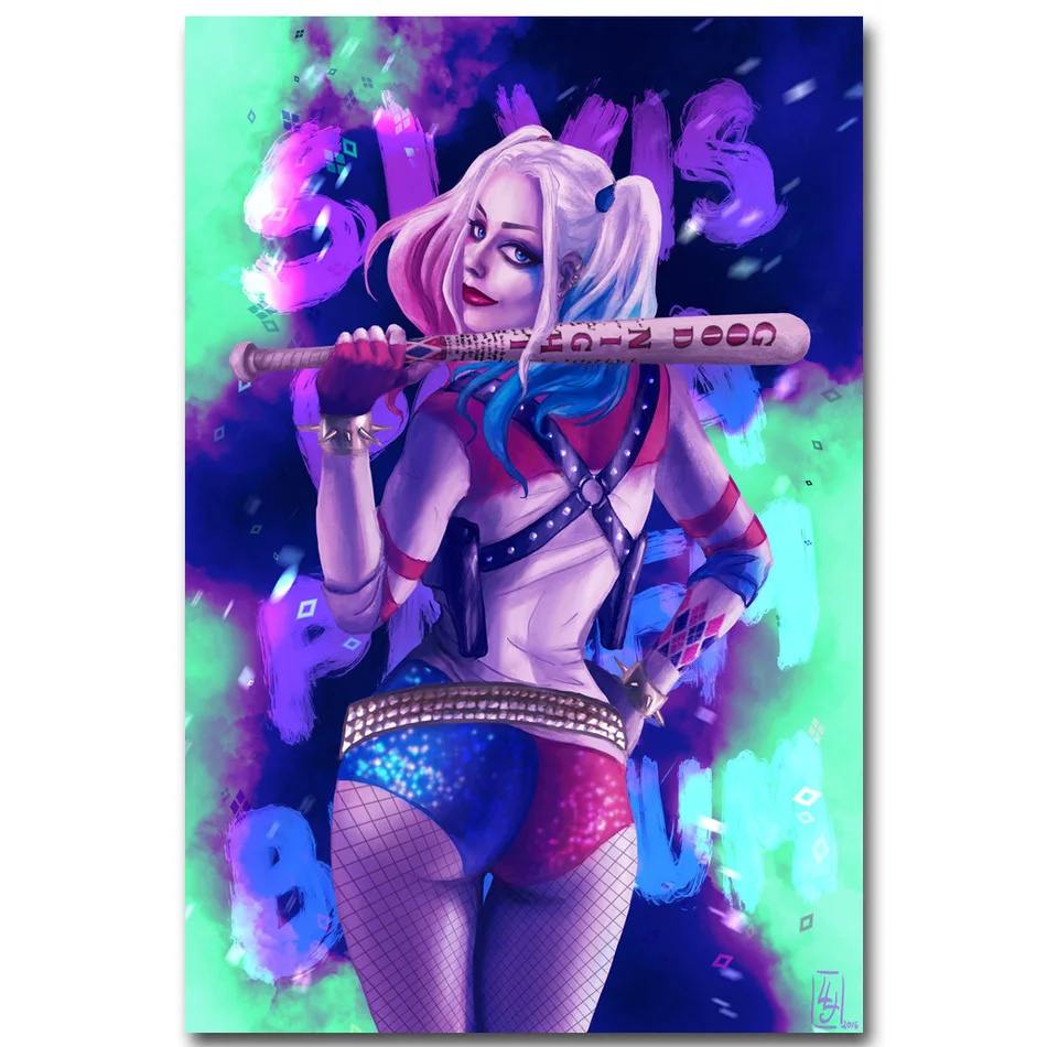 Харли Куинн-отряд самоубийц Супергерои искусство шелковая ткань плакат холст печать 13x20 24x36 дюймов фильм картина для декора стен 003