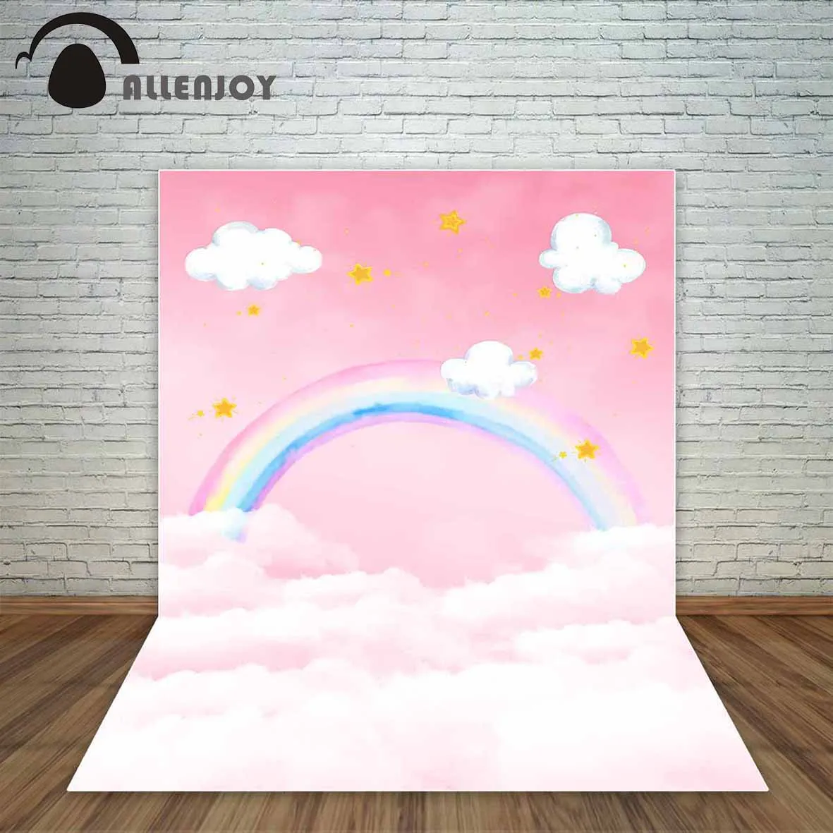 Allenjoy фон для фотосъемки с розовыми облаками радужными маленькими желтыми