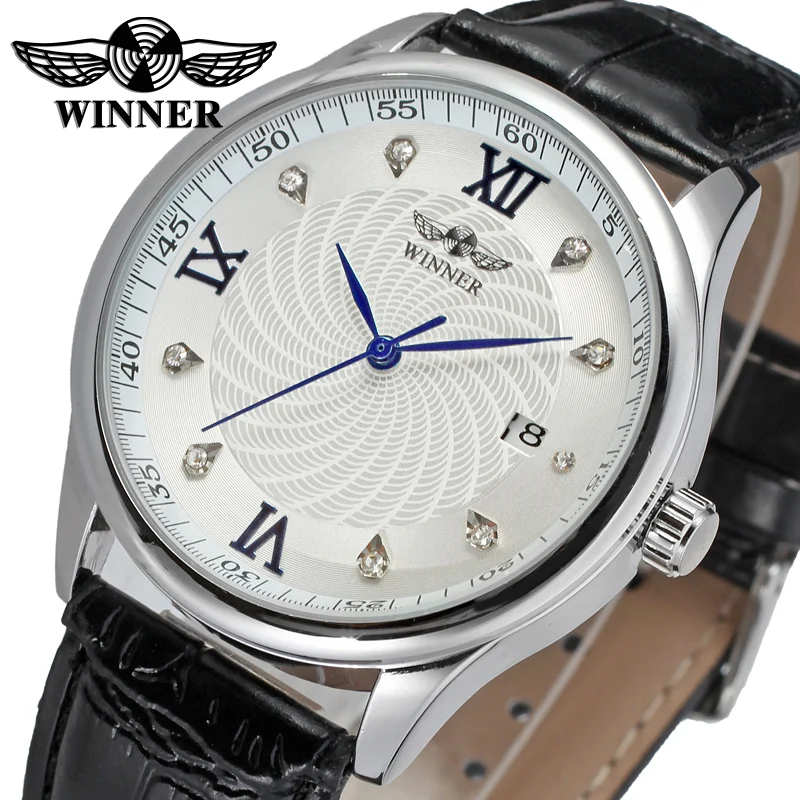 

New Winner Casual Automatic Watches Men Hot sale Automatic fashion Men Watch black leather strap Shipping Free WRG8024M3S5