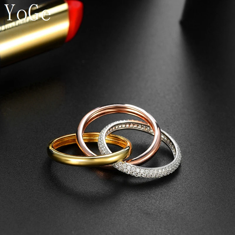 Ювелирные изделия YoGe для свадьбы и вечерние R3666 роскошное кольцо с тройным