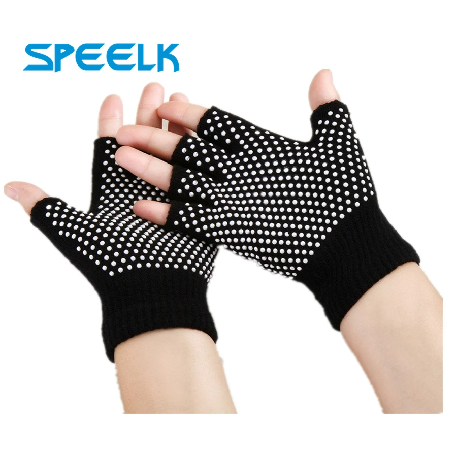 

New Cotton Half Finger Yoga Gloves Women Non-slip Sport Glove Female Knitted Open Toe Gloves Breathable Particle dot Glove