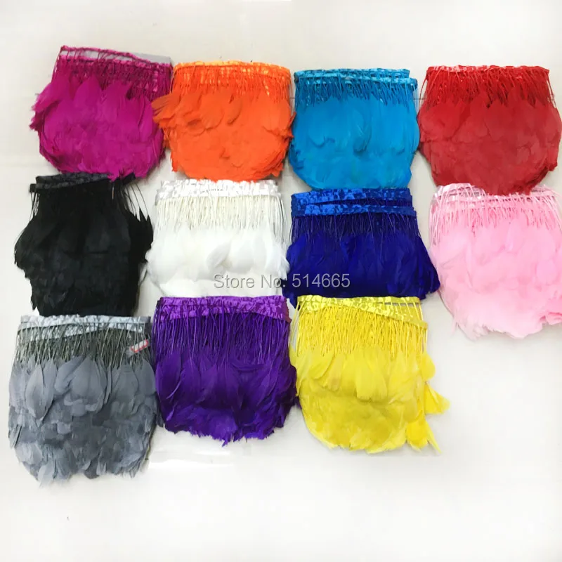 5 ярдов/набор Красивая ручная работа многоцветные гусиные перышки в полоску