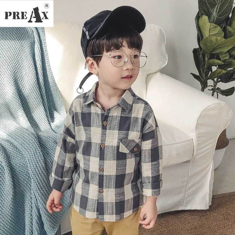 

Рубашка для мальчиков, одежда 2018 г. весенне-Осенняя детская одежда модная клетчатая рубашка детские рубашки с длинными рукавами хлопковые П...