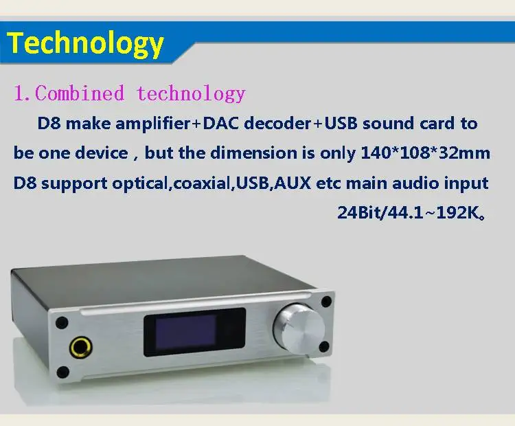 Alientek D8 полный цифровой аудио усилитель для наушников вход USB XMOS/коаксиальный/оптический/AUX 80 Вт* 2 24 бит/192 кГц DC28V/4.3A