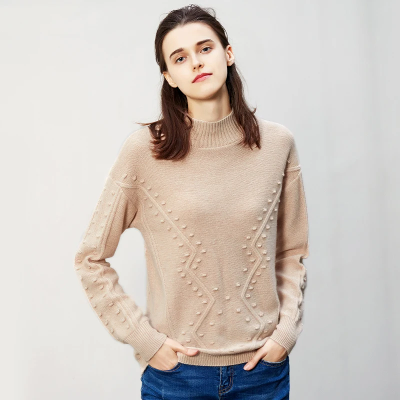 

ZHILI 2018 New Autumn Winter Khaki Color Sweater 100% Cashmere