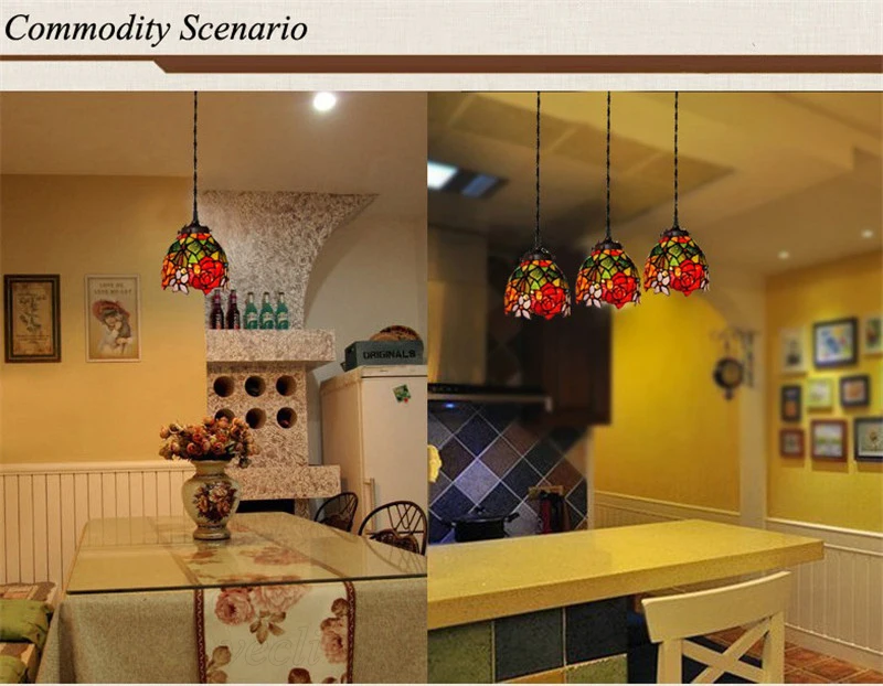 Роскошные Ретро Винтаж Tiffanylamp пятнистости Стекло цветок ресторан Обеденная люстры три светодиодных E27 держатель лампы
