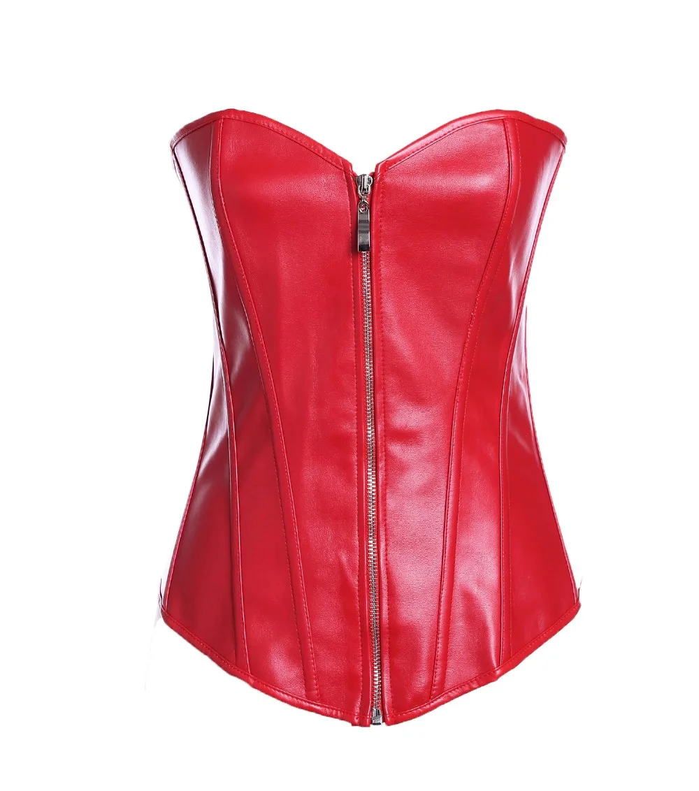 Женский кожаный корсет на молнии черный красный размера XL XXL 6XL|leather corset|women corsetcorset
