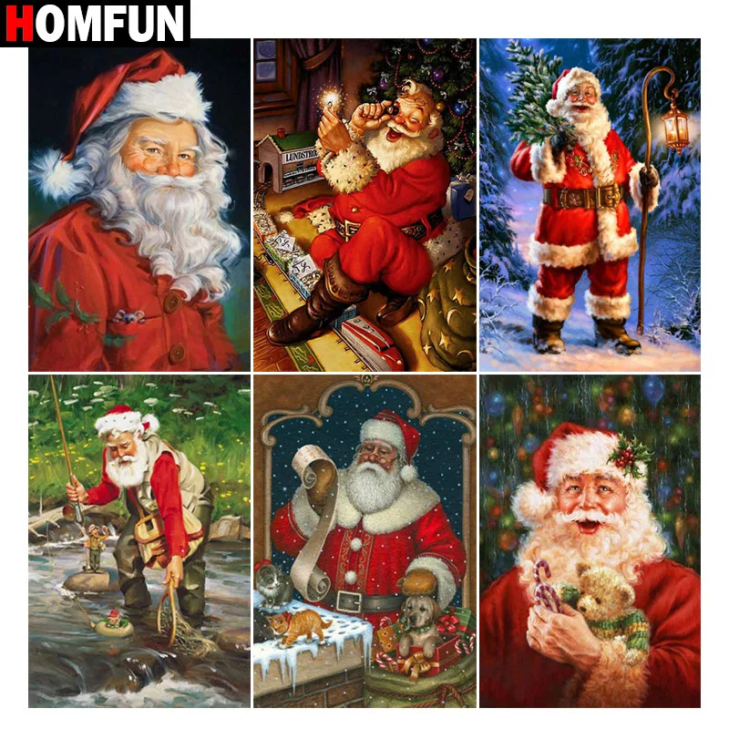 Набор для алмазной вышивки HOMFUN картина Санта-Клаус с полными