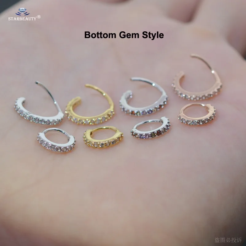 Starbeauty 1pc Clear Gem Nose Ring Tragus Piercing Helix Hoop Septum Rings Nose Piercing Clicker Fake Piercing Oreja Ear Jewelry