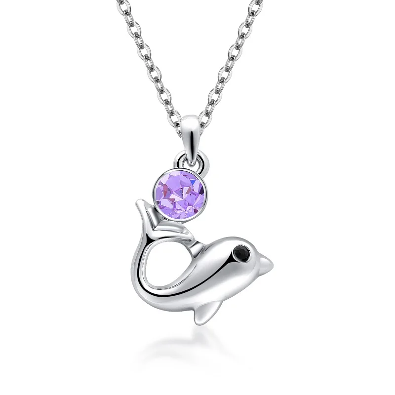 TengMaxi Shine Rhinestone Dolphin Princess Necklaces &amp Pendants Fashion Choker wholesale All-match Exquisite Jewelry Necklace | Украшения