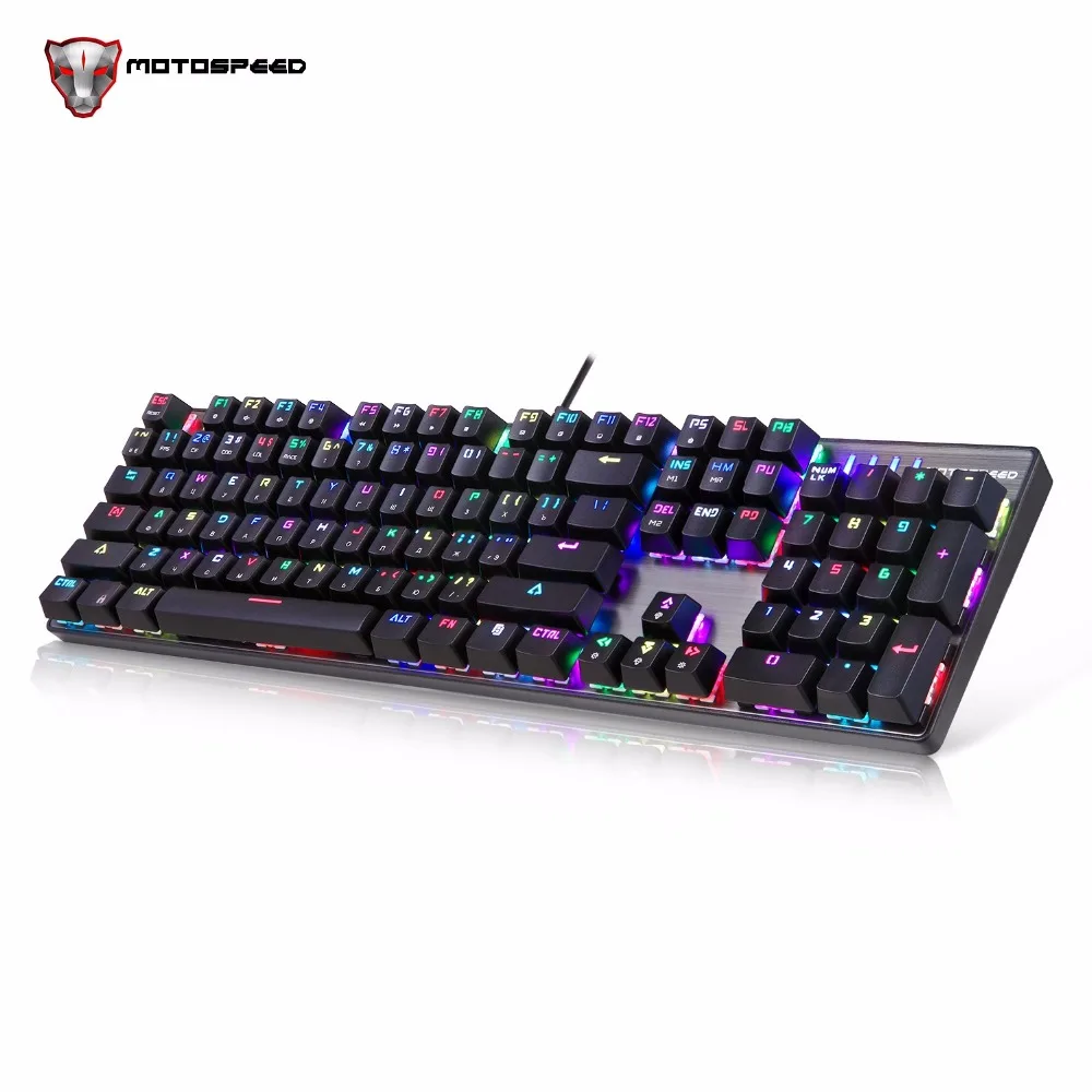 Оригинальная Проводная клавиатура MOTOSPEED CK104, механическая клавиатура, русская эргономичная виртуальная клавиатура с подсветкой для геймерского компьютера