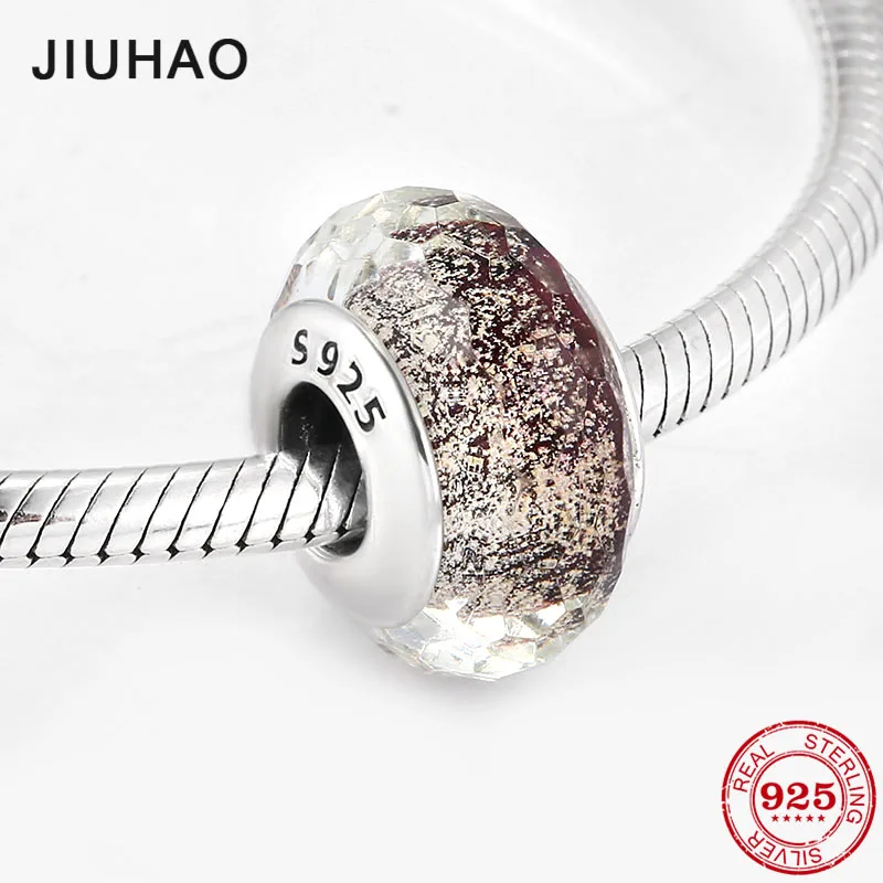 Fit Pandora очаровательные серебряные оригинальные бусины для браслетов 925 пробы серебряные очаровательные коричневые бусины из муранского стекла для женщин Изготовление ювелирных изделий
