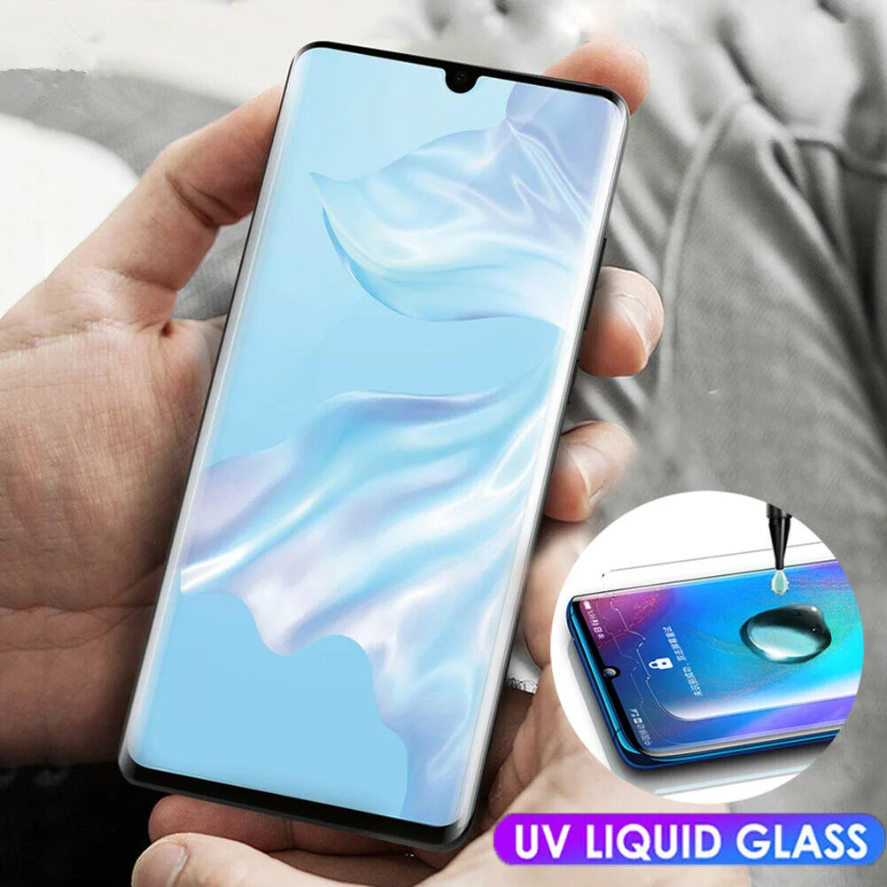 Защитное стекло P30 Pro закаленное для Huawei Mate 20 P20 Lite 6D UV жидкая защитная