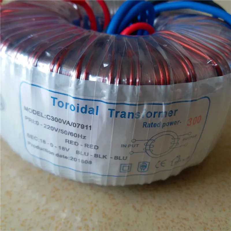 Toroidal трансформатор 18V 0 8.33A 300VA 220V медный изготовленный на заказ для