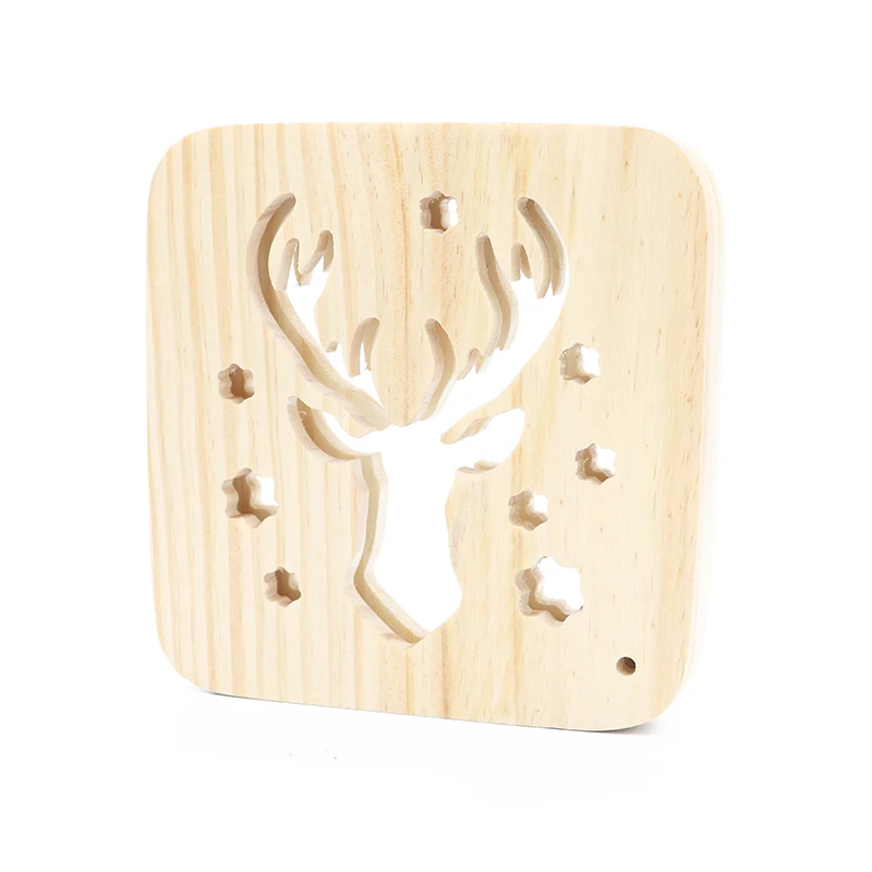 Теплый светильник, деревянный ночной Светильник, детский Sika Deer, украшение для спальни, USB светодиодный энергосберегающий прикроватный светильник, рождественские подарки