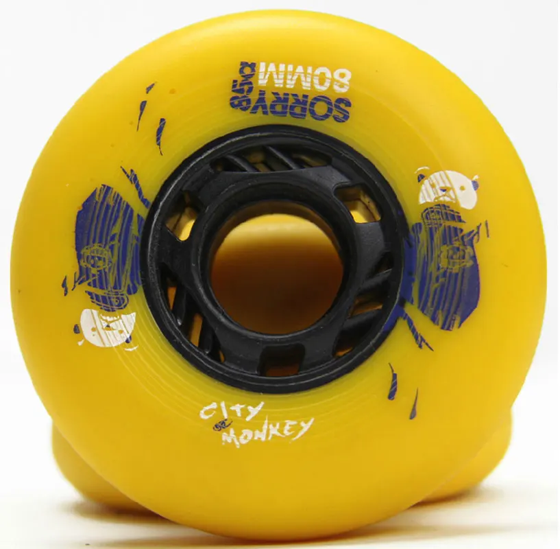 yellow 72mm 8pcs 8 шт. город обезьян 72/76/80 мм FSK тормозной Инлайн ролики с расположением колес колесики несколько Стиль выбор 85A высокого качества из мягкой искусственной кожи(PU колеса - Цвет: yellow 72mm 8pcs