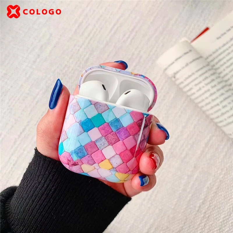 Горячий цвет квадратный узор беспроводные наушники зарядка Airpods чехол сумка для