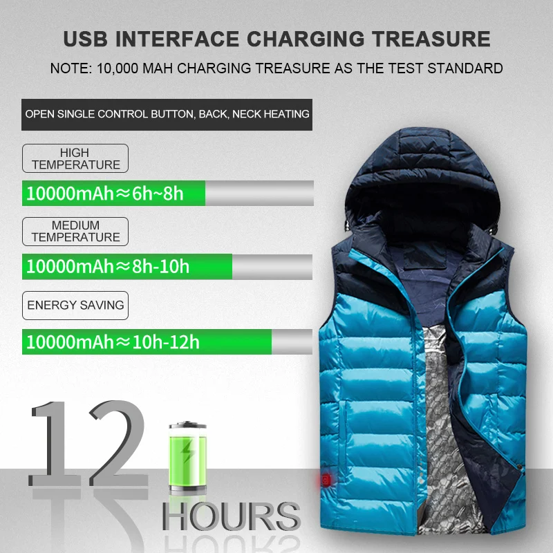 Мужской наружный инфракрасный жилет с подогревом USB зимняя одежда батареи теплый