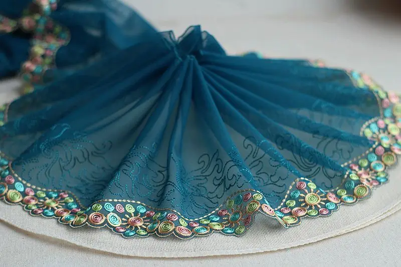 2yards/lot 7.49 дюйм(ов) широкий вышитый тюль Кружево отделкой сетки кружевной отделкой~ 2 цвета~ высокое качество