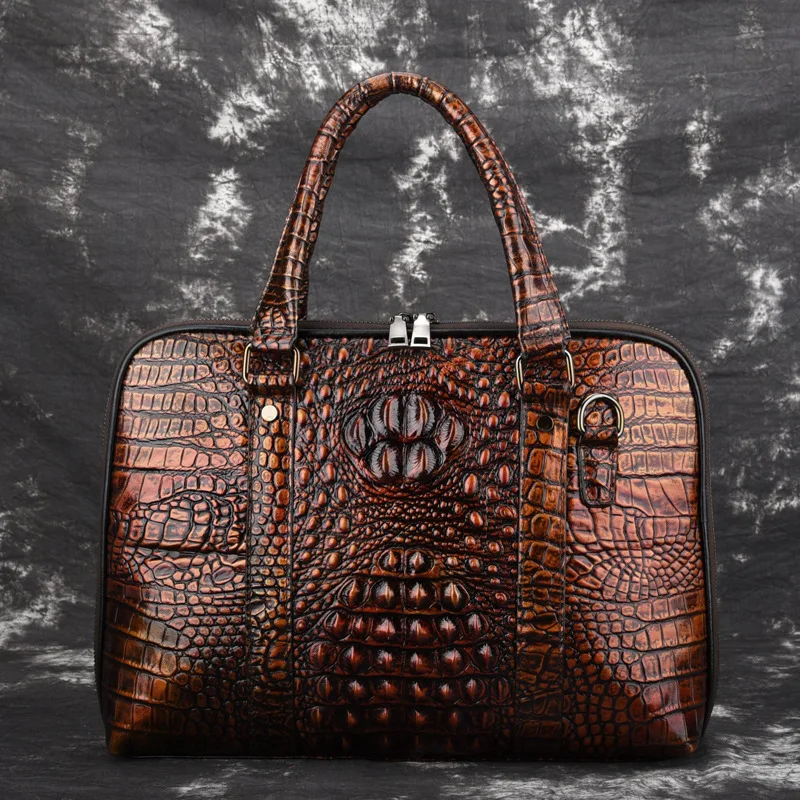 Для мужчин Genune кожаный Портфели Bolso Hombre крокодил Бизнес Сумки ноутбук Сумка