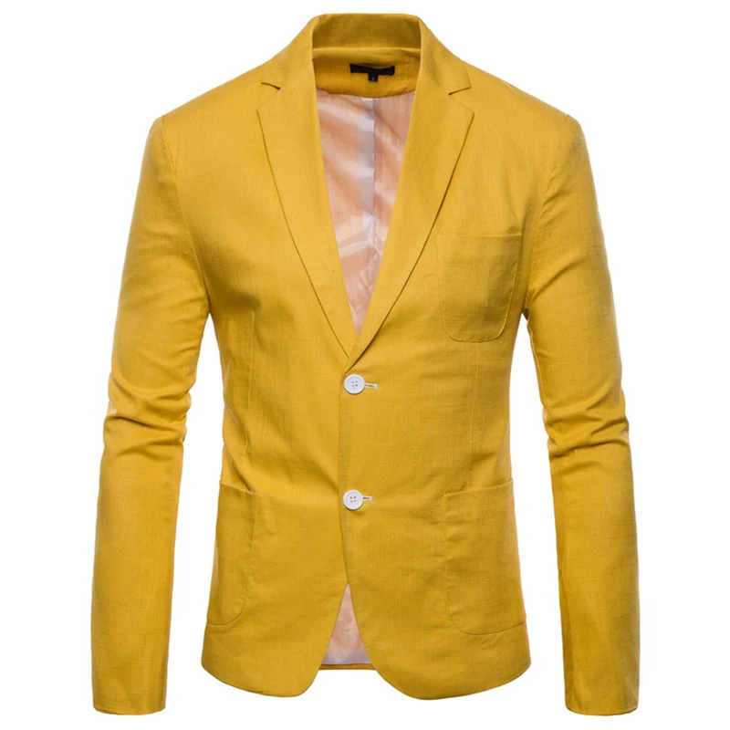 FFXZSJ мужские 2018 льняная дышащая однобортный пиджак Slim Fit мужской костюм пальто