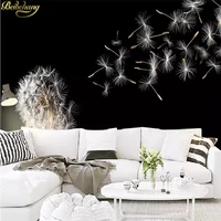 beibehang custom 3d wallpaper nordic modern minimalist black and white dandelion hand painted tv background wall papel de parede