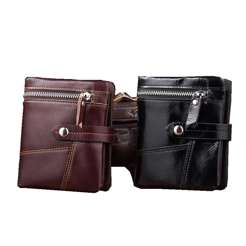 Top Retro Men's Leather Brand Luxury Wallet Short Paragraph Casual Slim Handsome Credit Card Photo Position Purse | Багаж и сумки