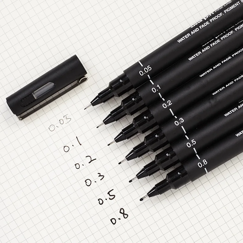6 размеров Fineliner Pigma Micron ручка для рисования 005 01 02 03 05 08 аниме комиксы ручка не цветущие прочные художественные маркеры