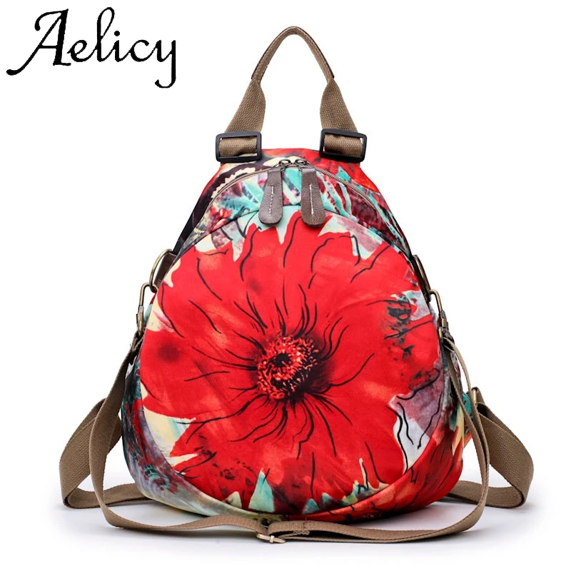 Aelicy Модные женские ретро рюкзаки с цветочным принтом дорожные сумки школьная