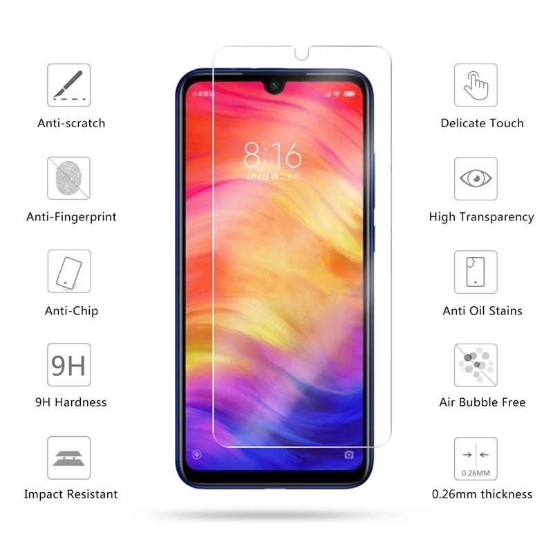 2 шт. закаленное стекло для Xiaomi Mi 8 A1 A2 Lite Redmi K20 6A 7A Note 7 6 5 Pro Xiomi глобальная защита