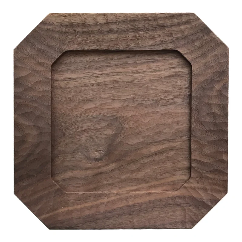 

Japan Style Hand Carved Black Walnut Tea Tray Eco Natural Entire Wood Fruits/Desserts Plate Cup Coasters Tableware