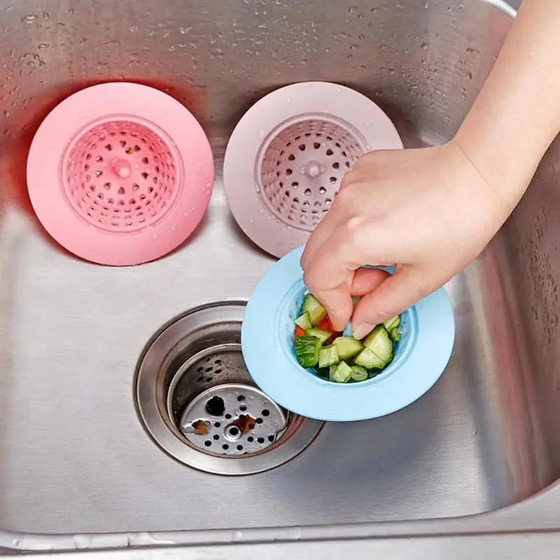 

Round Silicone Sink Strainer Filter Water Stopper Floor Drain Hair Catcher Prevent Blockage Bathroom Kitchen Accessories