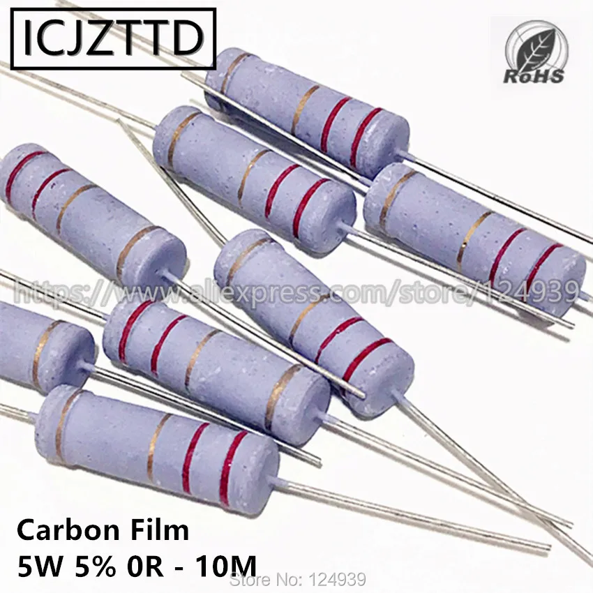 

10pcs 5w 5% 5W Carbon Film Resistor 5% 4.7K 5.1K 5.6K 6.2K 6.8K 7.5K 8.2K 9.1K 10K 12K 15K 18K 20K 22K 24K 27K 30K 33K 36K 39K