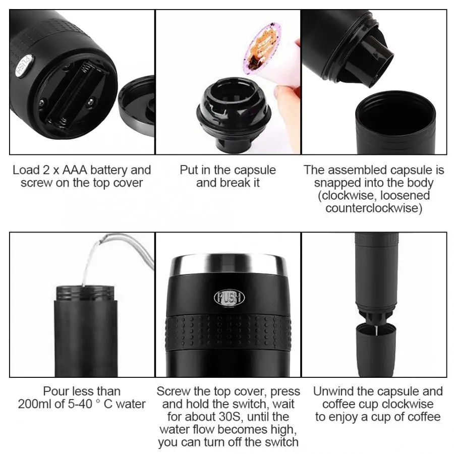 Compact Handheld Portable Espresso Maker Single Shot Electric Espresso Machine Tool