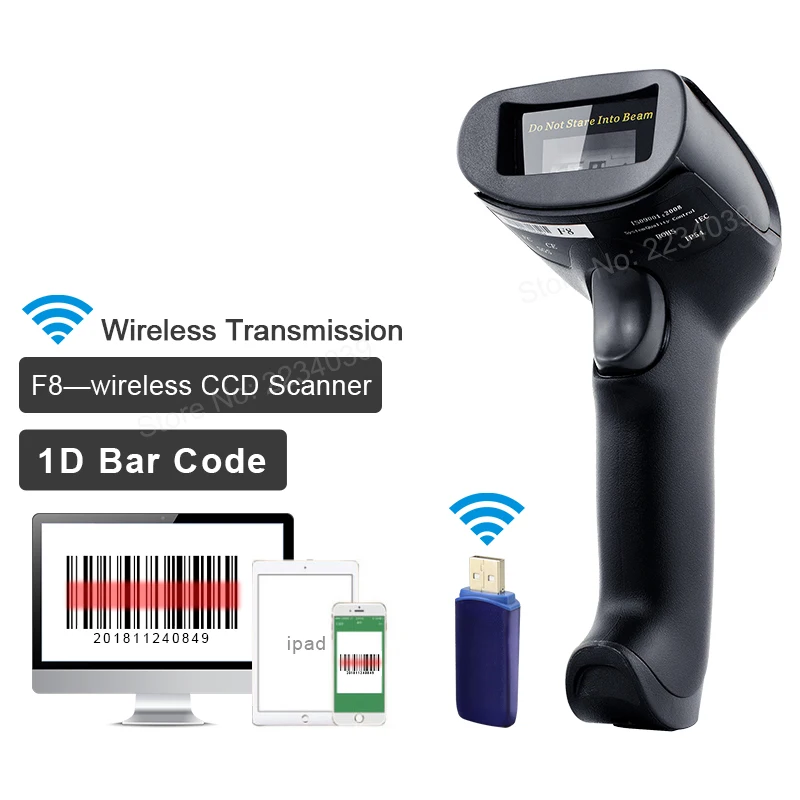 Проводной/беспроводной CCD сканер штрих-кода USB Ручной 1D считыватель штрих-кода Поддержка экрана считыватель штрих-кода для оплаты мобильного компьютера