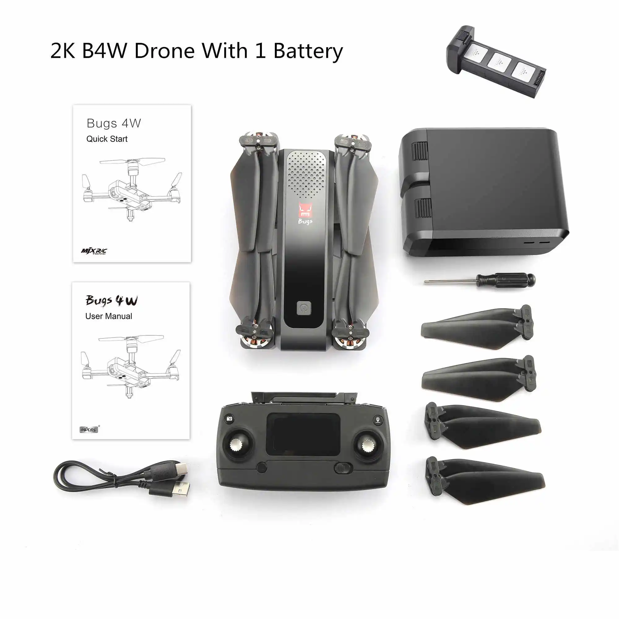 Black-1battery MJX Bugs 4 W B4W 5G gps бесщеточный складной Дрон с Wi-Fi FPV 2K HD камерой с защитой от тряски 1,6 км 25 минут оптический поток RC Квадрокоптер - Цвет: Black-1battery