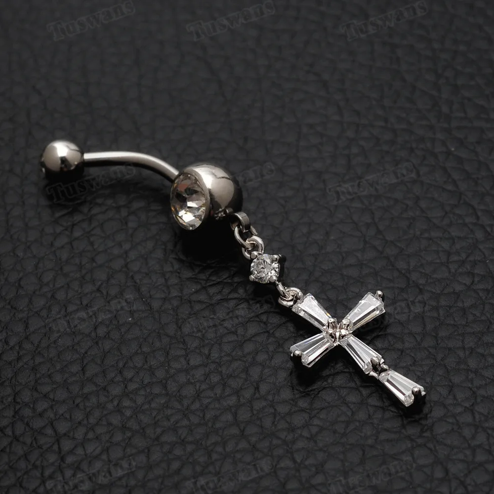 Высококачественное кольцо для пупка из хирургической стали в форме Креста