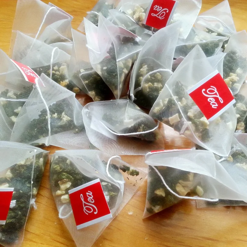 5000 unids/lote de bolsas de t&eacute; de pir&aacute;mide vac&iacute;as de nailon, Infusor de t&eacute;, colador de t&eacute;, 5,8 cm x 7cm, LX0120-0