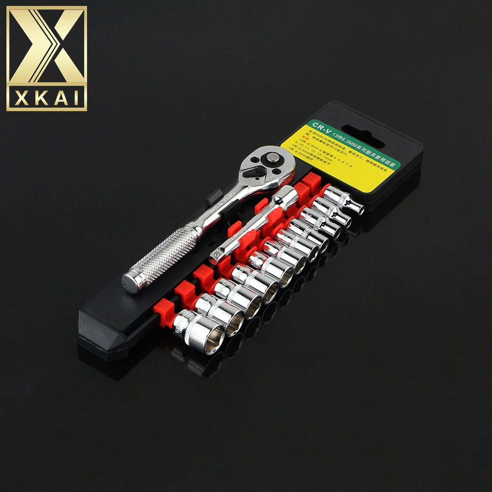 XKAI 13 шт. 1/4 &quot4 14 мм торцевой ключ головка Метрическая розетка набор комплект болт