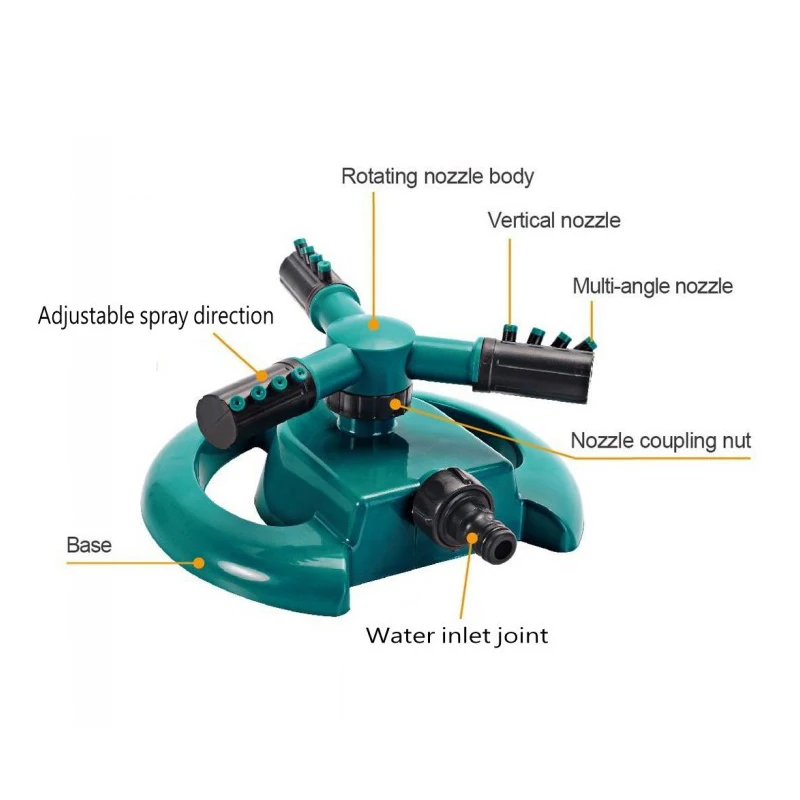 Вращающийся спринклер для сада газона вращение на 360 градусов три рукоятки