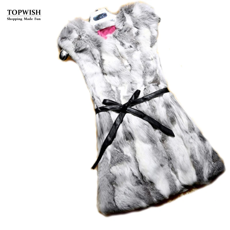 2019 Новая мода 100% настоящий жилет из кроличьего меха натурального для женщин